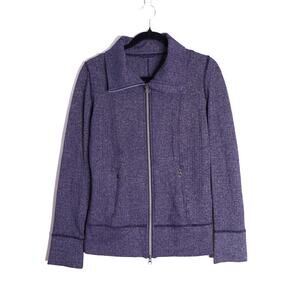 LULULEMON Yoga Daily Jacket Herringbone Black Swan Full Zip Active Women's 6